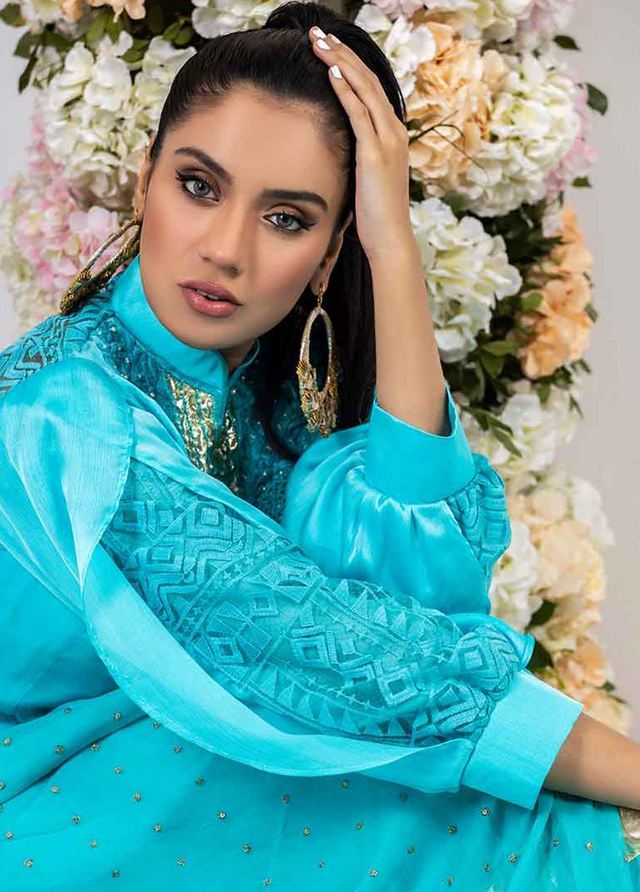 Jooray Kapray Pret Luxury Chiffon 3 Piece Suit JK23L Blue Rose