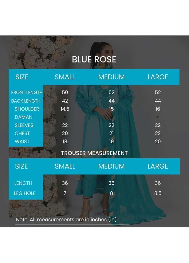 Jooray Kapray Pret Luxury Chiffon 3 Piece Suit JK23L Blue Rose