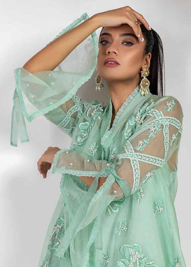 Jooray Kapray Pret Luxury Organza 3 Piece Suit JK23L Mint Rose