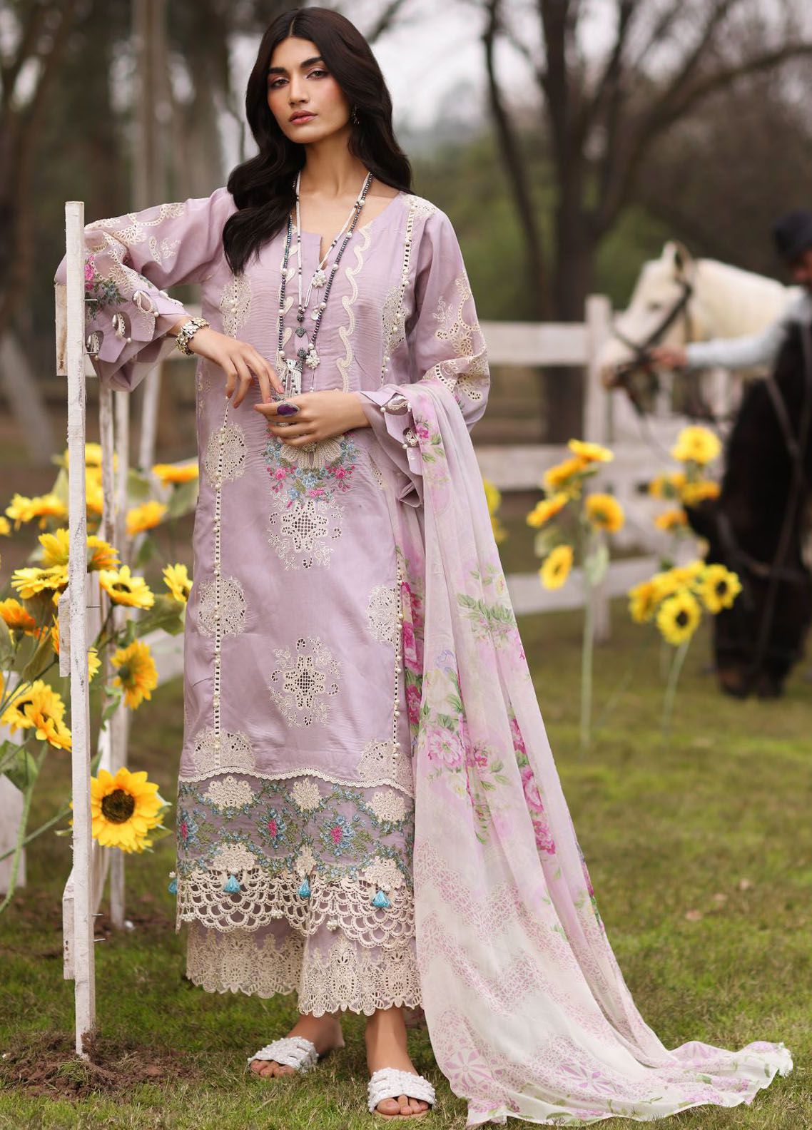 Elaya Luxury by Nureh Unstitched Net Embroidered 3 Piece Suit NU26EL NEL-84 - Festive  Collection