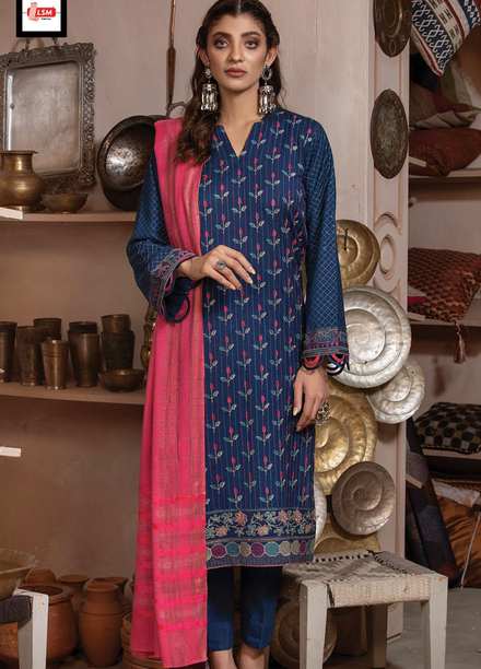 Lakhany Embroidered Slub Suits Unstitched 3 Piece LSM21WS WEC-5025 - Winter Collection