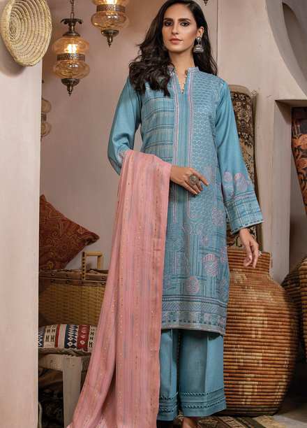 Lakhany Embroidered Slub Suits Unstitched 3 Piece LSM21WS WEC-5028 - Winter Collection