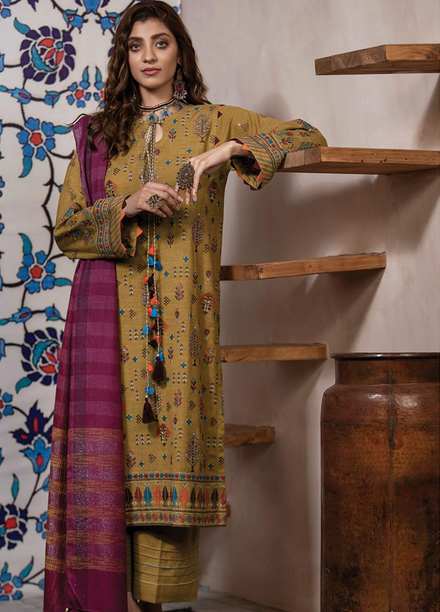 Lakhany Embroidered Slub Suits Unstitched 3 Piece LSM21WS WEC-5030 - Winter Collection