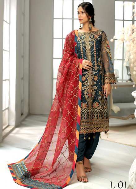 Lemilsa By Maryam's Embroidered  Suits Unstitched 3 Piece MRM22L L-01 - Luxury Collection