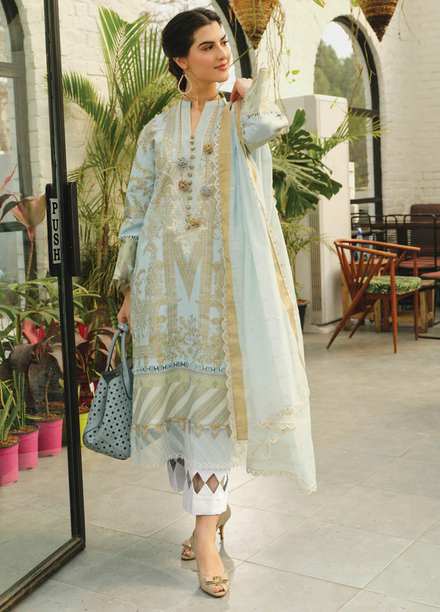 Lifestyle By Rang Rasiya Embroidered Lawn Suits Unstitched 3 Piece RR23LL 10 Luna - Summer Collection