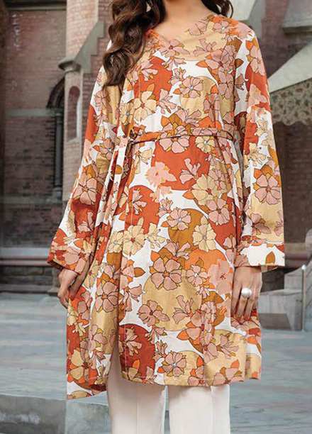 LimeLight Printed Lawn  Unstitched Kurties LL21S U-1518 OFF WHITE - Summer Collection