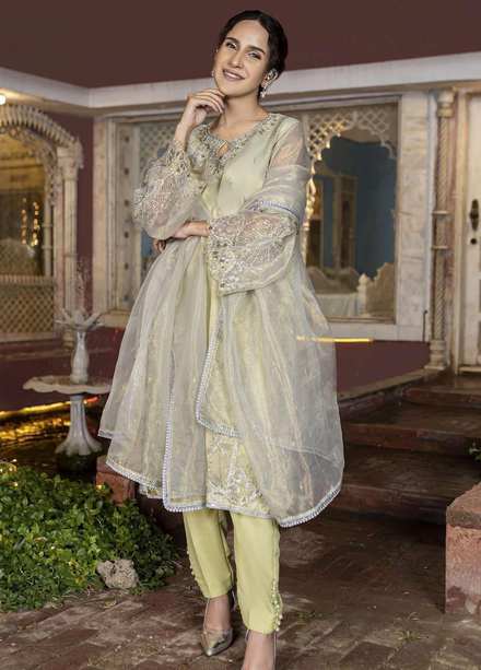 Log 'n' Tog Pret Premium Organza 3 Piece Suit LNT23PF Embroidered Golden Zari