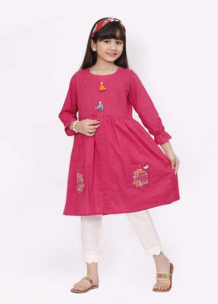Luxeurs Cotton Pret 2 Piece Suit for Girls -  LX23KP Dove Kids Dress