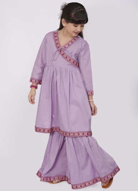 Luxeurs Cotton Pret 2 Piece Suit for Girls -  LX23KP Traditional-Mist Kids Dress