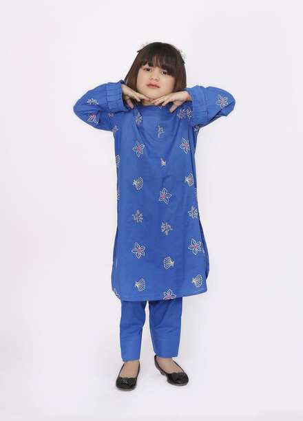 Luxeurs Cotton Pret 2 Piece Suit for Girls -  LX23KP Sea-Shell Kids Dress