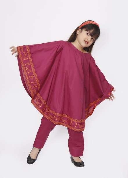 Luxeurs Cotton Pret 2 Piece Suit for Girls -  LX23KP Kaftaan Kids Dress