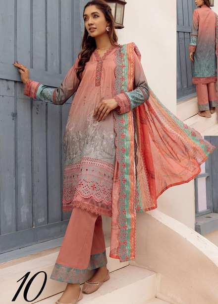 Mahees By Riaz Arts Embroidered Lawn Suits Unstitched 3 Piece RA23-M8 D-10 - Summer Collection