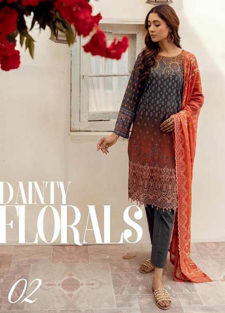 Mahees By Riaz Arts Embroidered Lawn Suits Unstitched 3 Piece RA23-M8 D-2 - Summer Collection