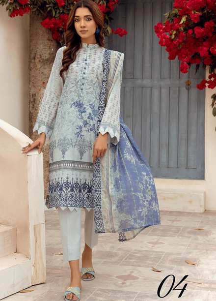 Mahees By Riaz Arts Embroidered Lawn Suits Unstitched 3 Piece RA23-M8 D-4 - Summer Collection