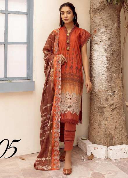 Mahees By Riaz Arts Embroidered Lawn Suits Unstitched 3 Piece RA23-M8 D-5 - Summer Collection