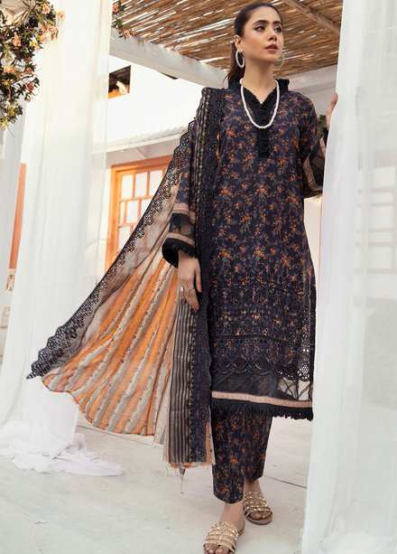 Mahees's By Riaz Arts Embroidered Lawn Suits Unstitched 3 Piece RA23-M6 01 - Summer Collection