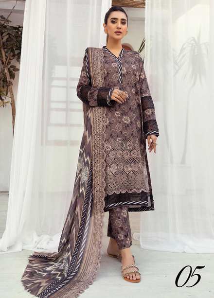 Mahees's By Riaz Arts Embroidered Lawn Suits Unstitched 3 Piece RA23-M6 05 - Summer Collection