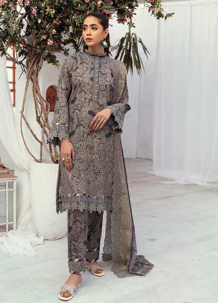 Mahees's By Riaz Arts Embroidered Lawn Suits Unstitched 3 Piece RA23-M6 09 - Summer Collection