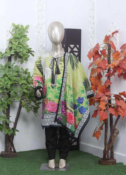 Mahrooh Lawn Printed 3 Piece Suit for Girls -  02 Green