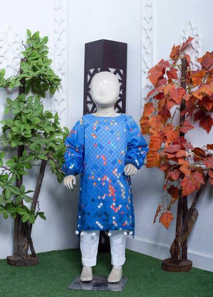 Mahrooh Lawn Printed 2 Piece Suit for Girls -  MAK-07 Blue