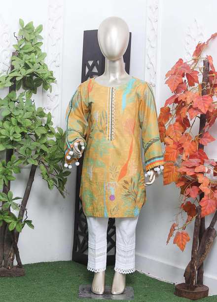 Mahrooh Lawn Printed Girls 2 Piece Suit -  MAK-06 Yellow