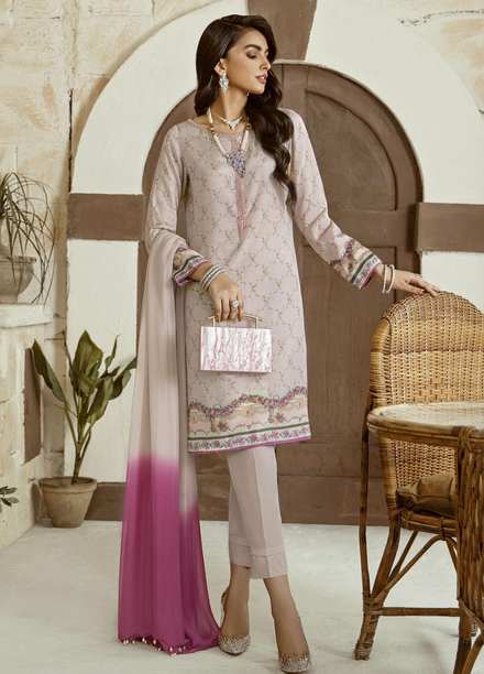 Mahum Asad Luxury Pret Embroidered Silk 2 Piece Suit BEYAZ