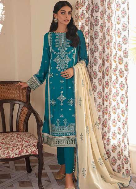 Manzil by Cross Stitch Embroidered Linen Suits Unstitched 3 Piece CS21KL D-01 BERYL STERLING - Winter Collection