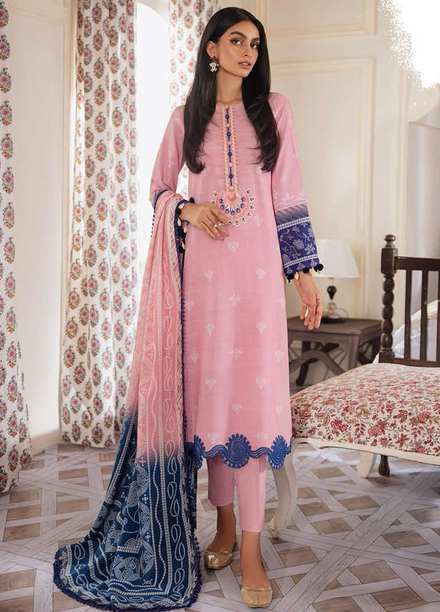 Manzil by Cross Stitch Embroidered Khaddar Suits Unstitched 3 Piece CS21KL D-08 RELIC BLUSH - Winter Collection