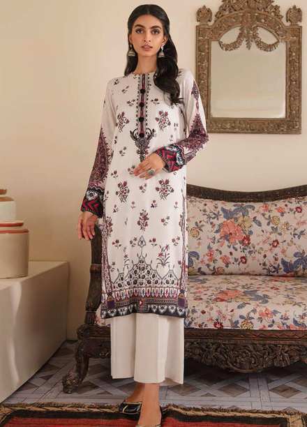 Manzil by Cross Stitch Embroidered Linen Suits Unstitched 2 Piece CS21KL D-10 CALLA LILY - Winter Collection