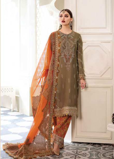 Sateen By Maria B Embroidered Cotton Satin Suits Unstitched 3 Piece MB23S D3 - Luxury Collection