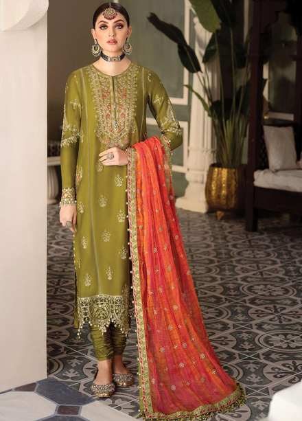 Sateen By Maria B Embroidered Cotton Satin Suits Unstitched 3 Piece MB23S D7 - Luxury Collection