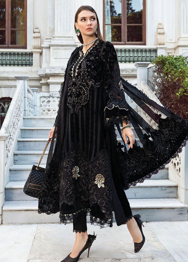 Maria B Embroidered Velvet Suits Unstitched 3 Piece MB23LN D11 - Luxury  Winter Collection