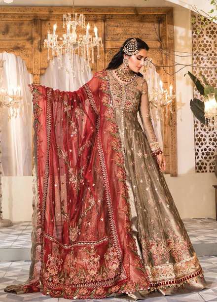 Mbroidered By Maria B Embroidered Zari Net Suits Unstitched 3 Piece MB22M D1 - Luxury Collection