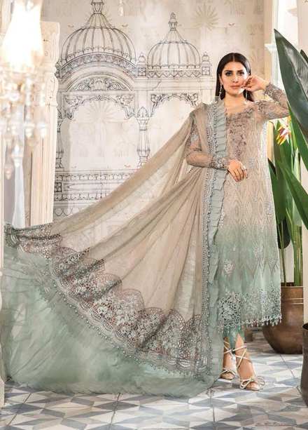 Mbroidered By Maria B Embroidered Chiffon Suits Unstitched 3 Piece MB22M D5 - Luxury Collection