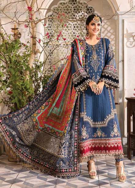 Mbroidered By Maria B Embroidered Katan Suits Unstitched 3 Piece MB22M D7 - Luxury Collection