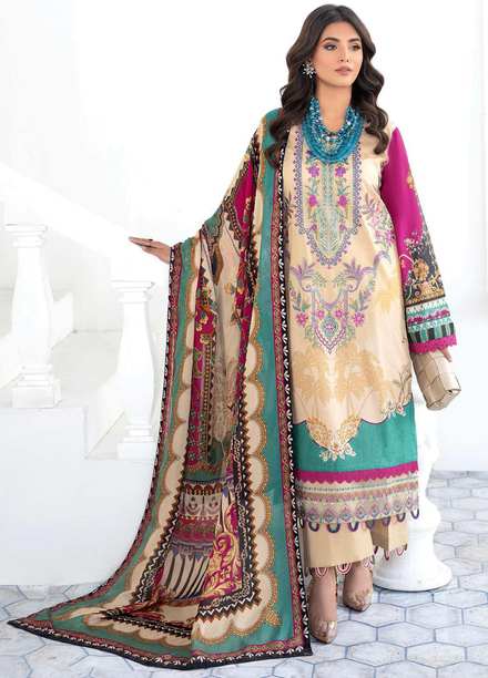 Mashaal by Ramsha Embroidered Lawn Suits Unstitched 3 Piece RSH23-ML6 L-602 - Luxury Collection