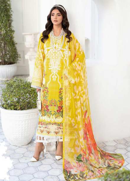 Mashaal by Ramsha Embroidered Lawn Suits Unstitched 3 Piece RSH23-ML6 L-606 - Luxury Collection