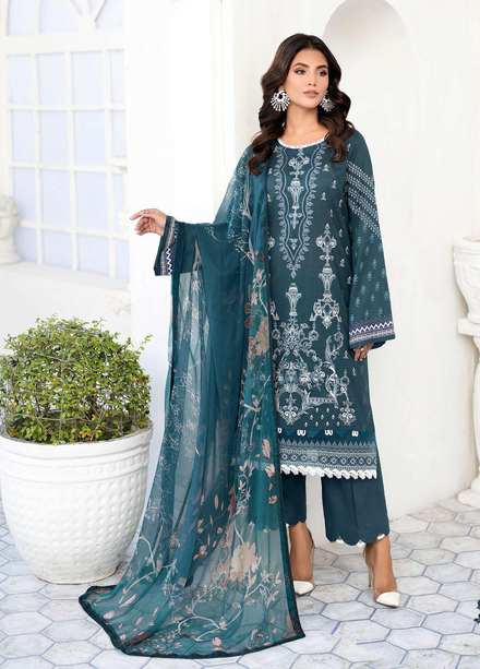 Mashaal by Ramsha Embroidered Lawn Suits Unstitched 3 Piece RSH23-ML6 L-608 - Luxury Collection