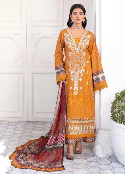 Mashaal by Ramsha Embroidered Lawn Suits Unstitched 3 Piece RSH23-ML6 L-609 - Luxury Collection