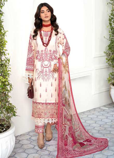 Mashaal by Ramsha Embroidered Lawn Suits Unstitched 3 Piece RSH23-ML6 L-610 - Luxury Collection