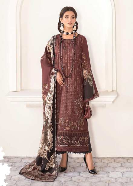 Mashaal by Ramsha Embroidered Lawn Suits Unstitched 3 Piece RSH23-ML6 L-611 - Luxury Collection