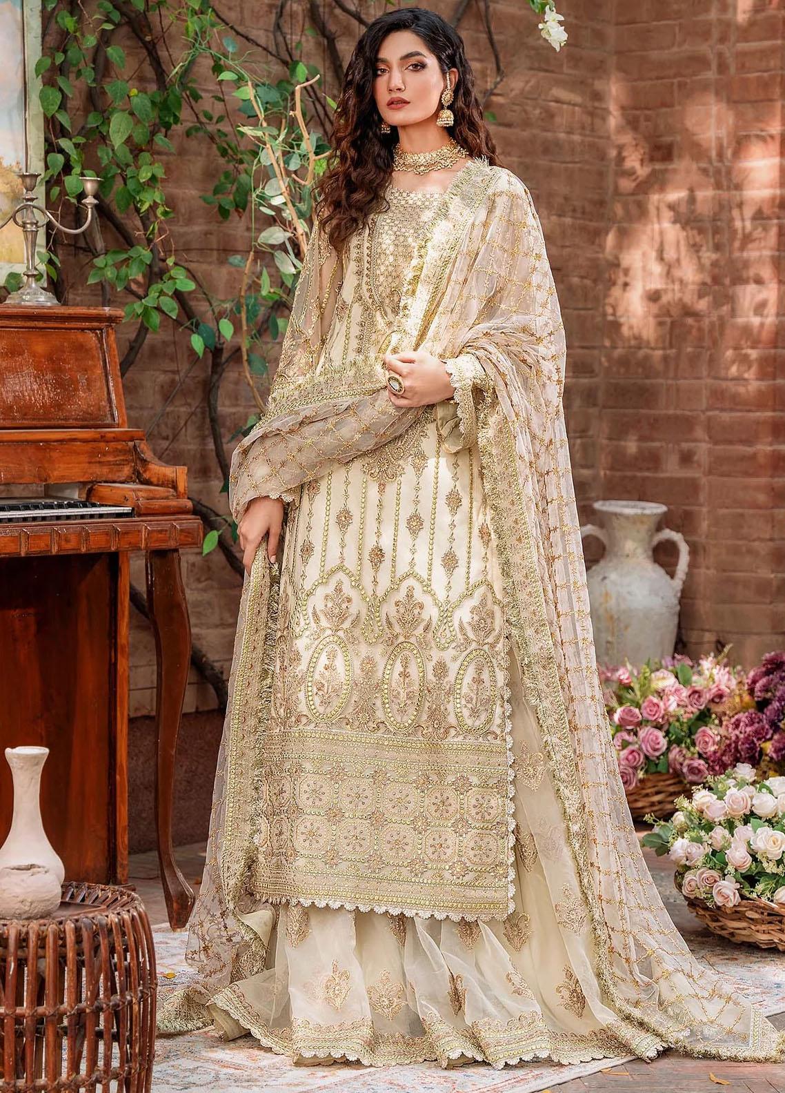 Blanche Fashion Embroidered Net Suits Unstitched 3 Piece BLF22C BLC-07 - Luxury Festive Collection