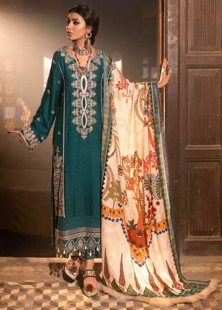 Maya By Nureh Embroidered Linen Suits Unstitched 3 Piece NU21LN 28 PARSI - Winter Collection