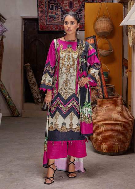 Meeral Printed Khaddar Suits Unstitched 3 Piece MRL21K MBK-01 - Winter Collection