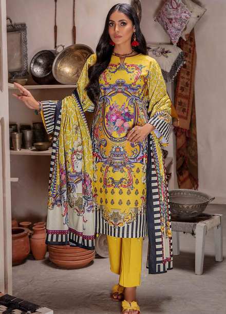 Meeral Printed Khaddar Suits Unstitched 3 Piece MRL21K MBK-03 - Winter Collection