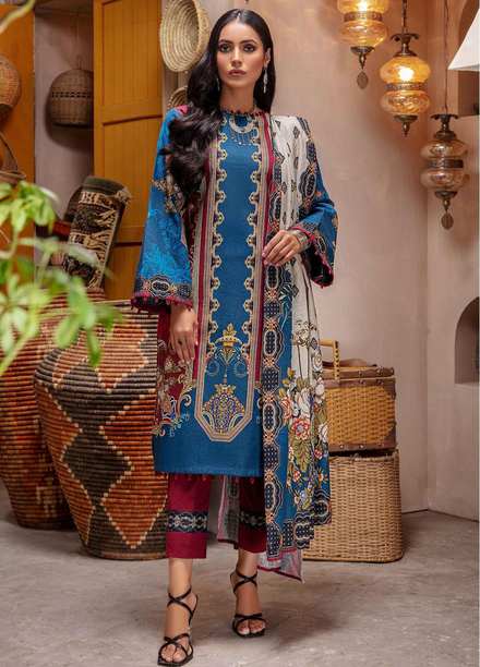 Meeral Printed Khaddar Suits Unstitched 3 Piece MRL21K MBK-06 - Winter Collection