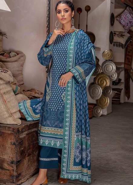 Meeral Printed Khaddar Suits Unstitched 3 Piece MRL21K MBK-09 - Winter Collection