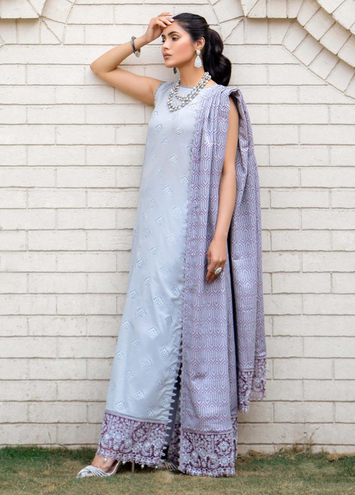 Flora By Humdum Embroidered Lawn Suit Unstitched 3 Piece HD24F FS03 - Summer Collection