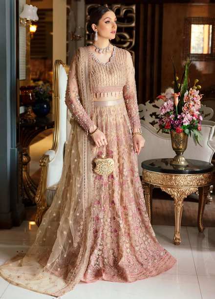 Mirha by Emaan Adeel Net Embroidered Suits Unstitched 3 Piece EA22M MH-01 - Wedding Collection