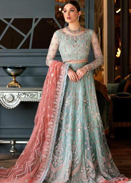 Mirha by Emaan Adeel Net Embroidered Suits Unstitched 3 Piece EA22M MH-02 - Wedding Collection